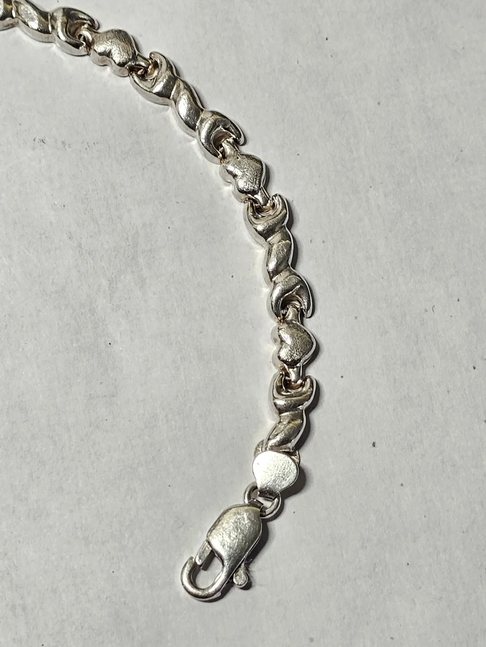 Sterling Silver 925 Heart Link Bracelet - 8